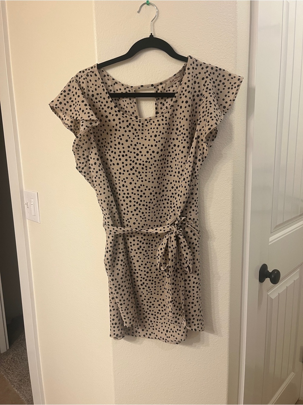 Full Moon Maternity Beige Polka Dot Tie-Waist Top - Women